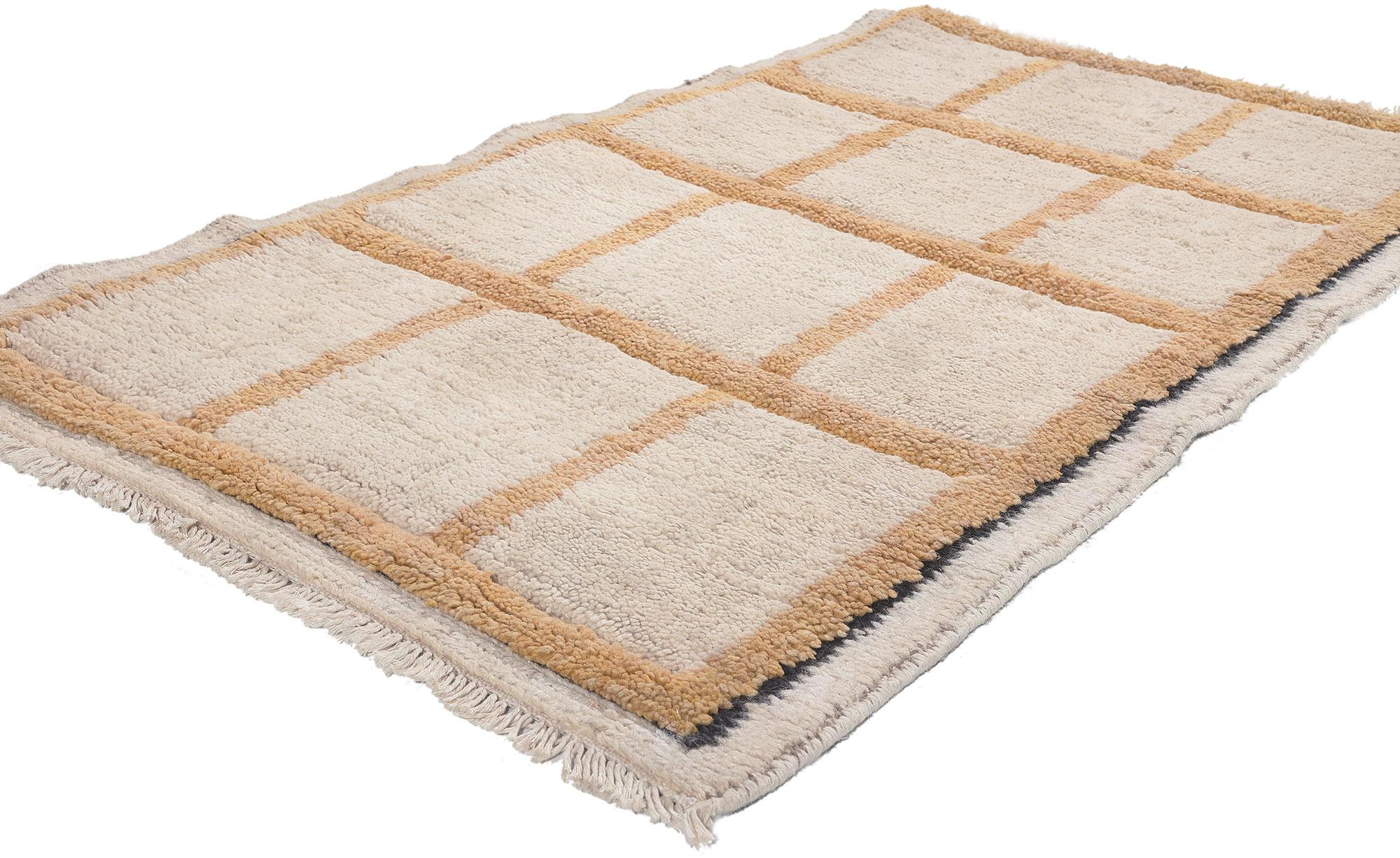 Modern Moroccan Rug with Neutral Earth-Tone Colors For Sale 2