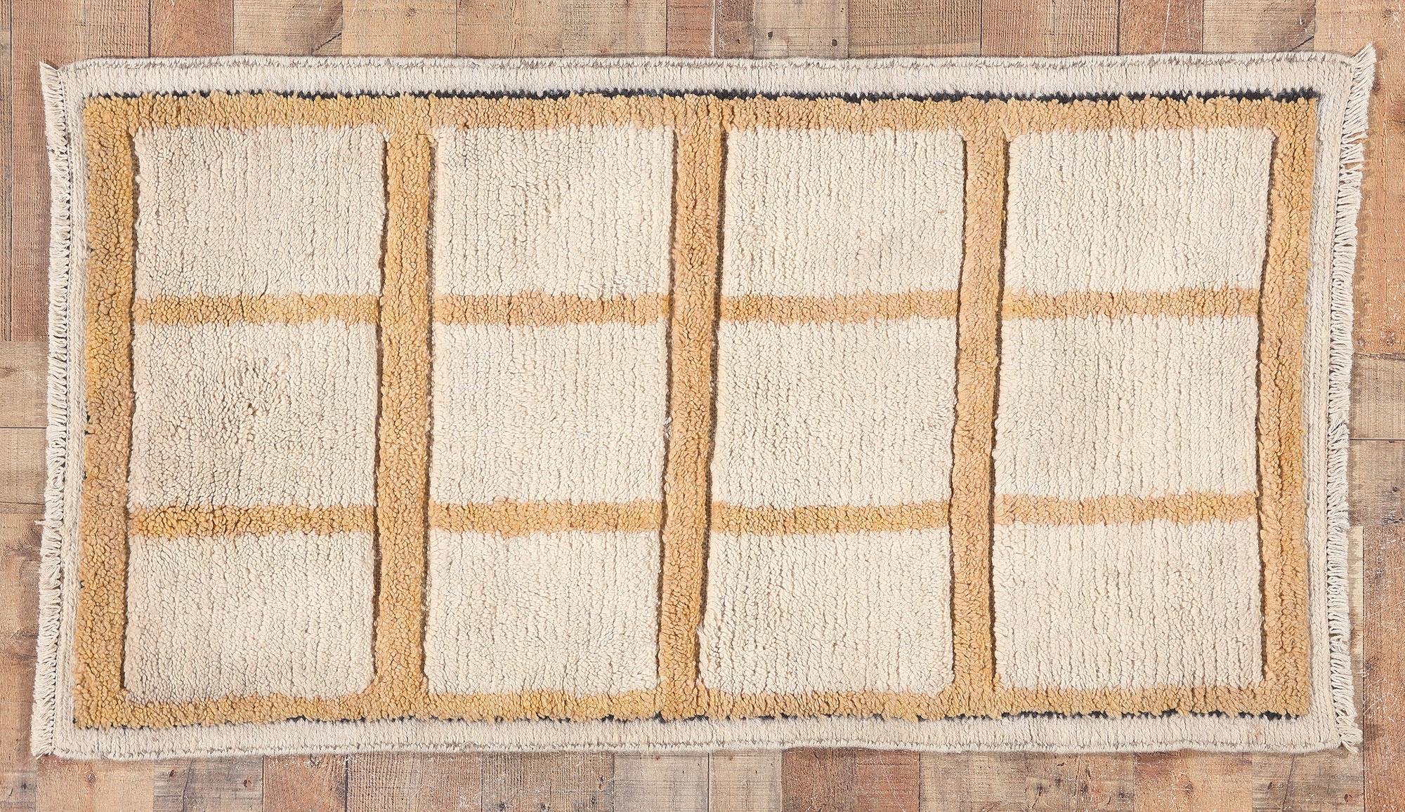 81017 Modern Moroccan Rug with Neutral Earth-Tone Colors, 02'09 x 04'11.
Displaying simplicity with incredible detail and texture, this modern Moroccan area rug provides a feeling of cozy contentment without the clutter. The checked design and