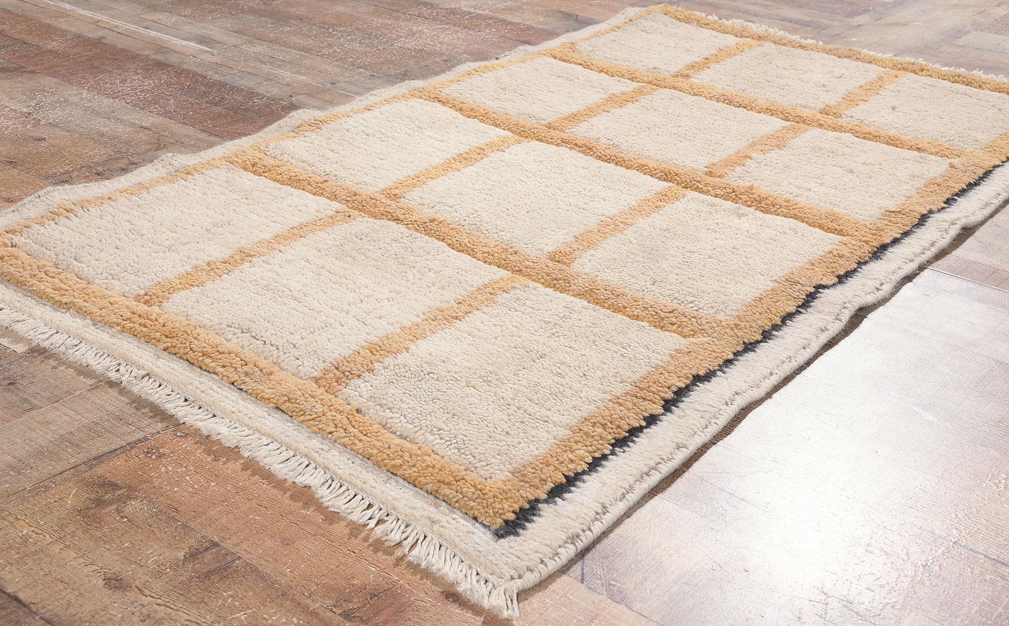 Pakistani Modern Moroccan Rug with Neutral Earth-Tone Colors For Sale
