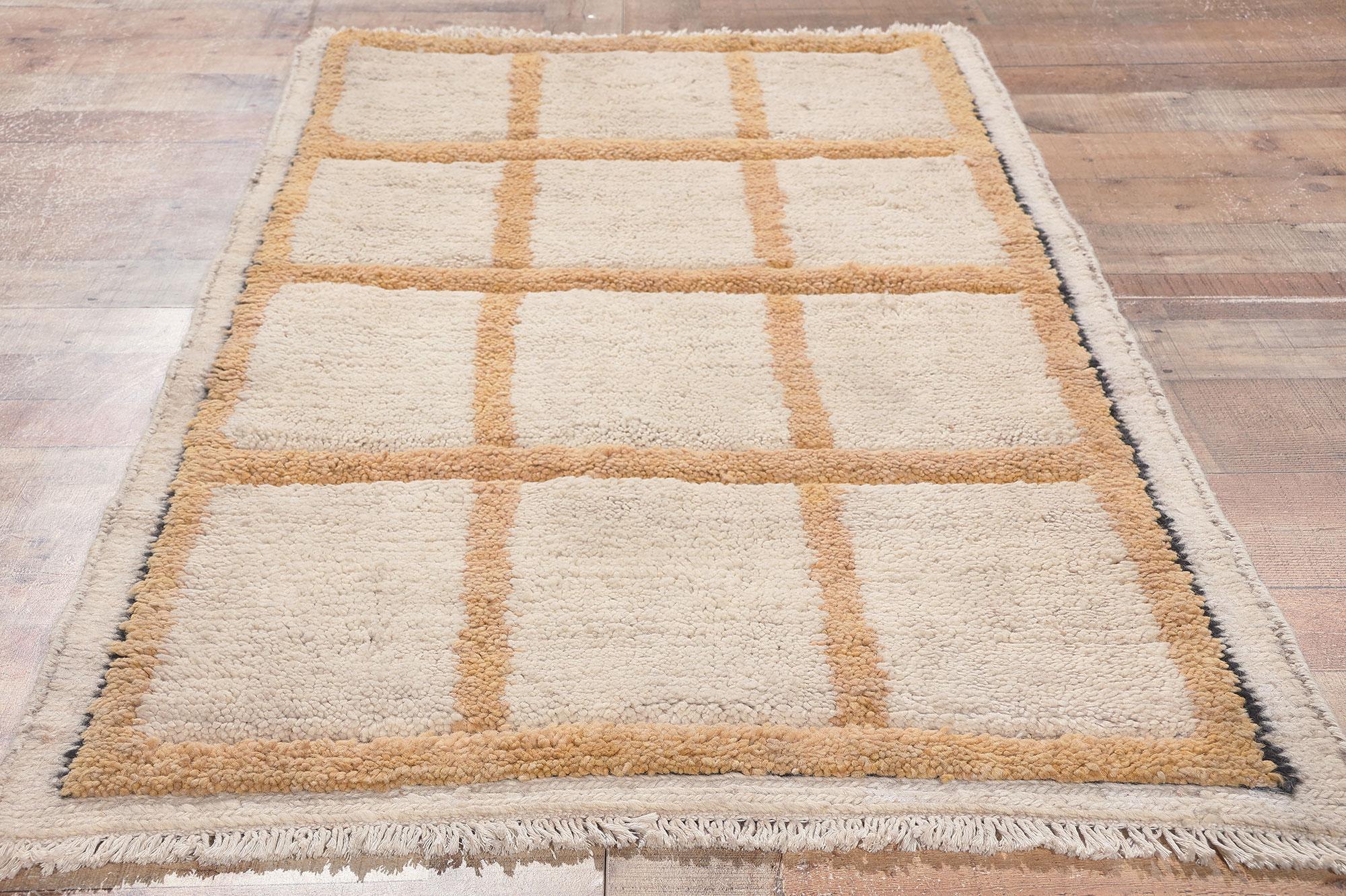 Hand-Knotted Modern Moroccan Rug with Neutral Earth-Tone Colors For Sale