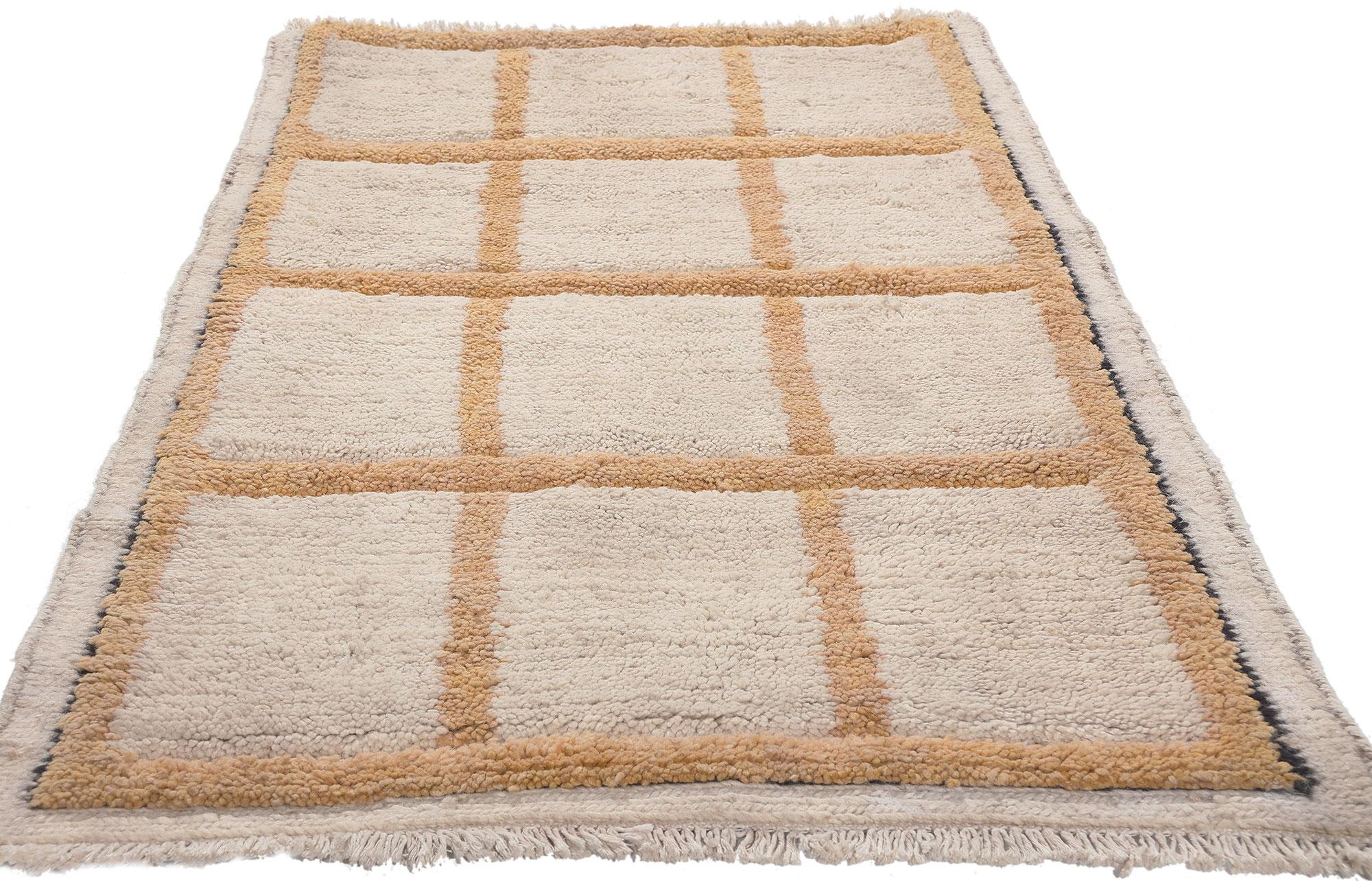 Contemporary Modern Moroccan Rug with Neutral Earth-Tone Colors For Sale