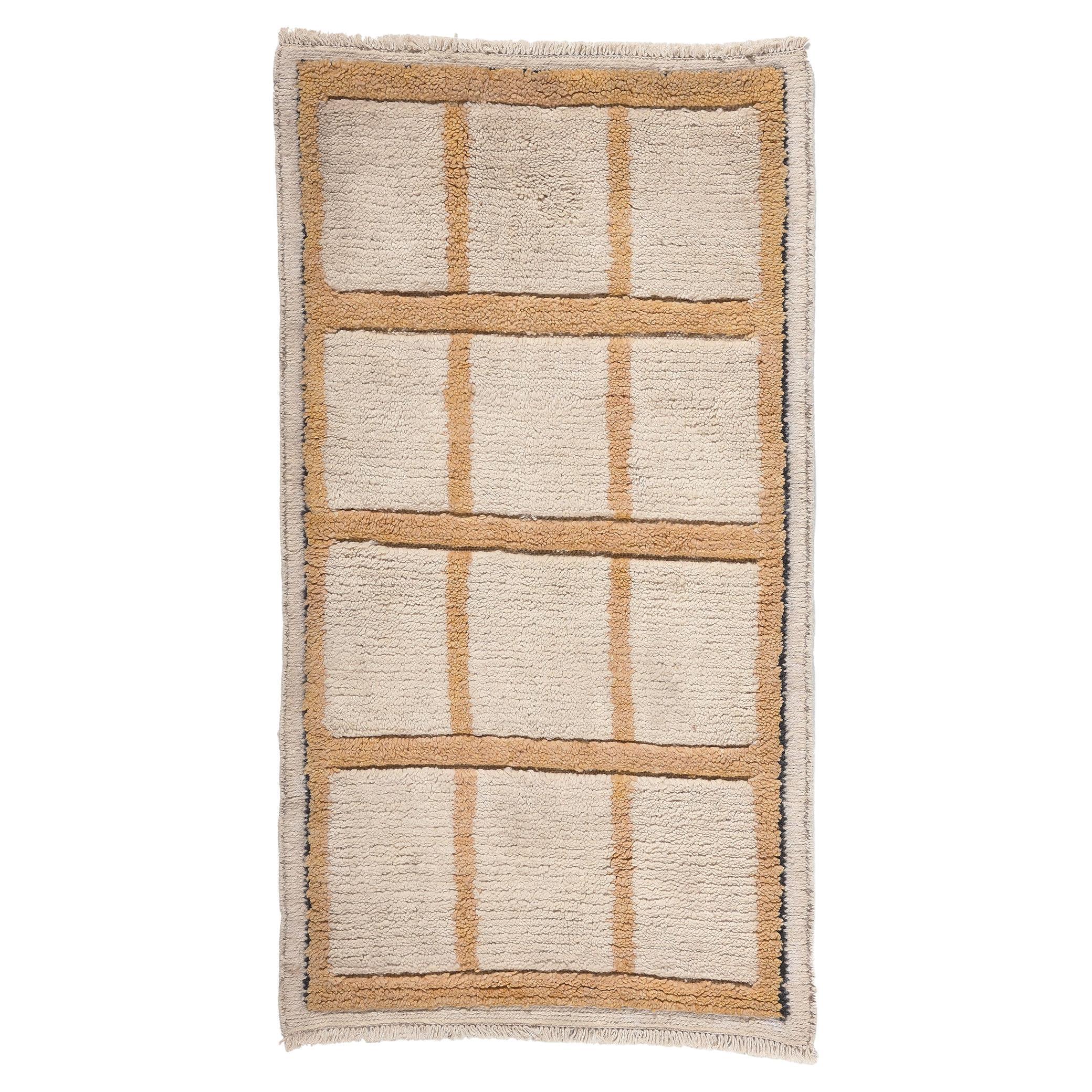 Modern Moroccan Rug with Neutral Earth-Tone Colors For Sale