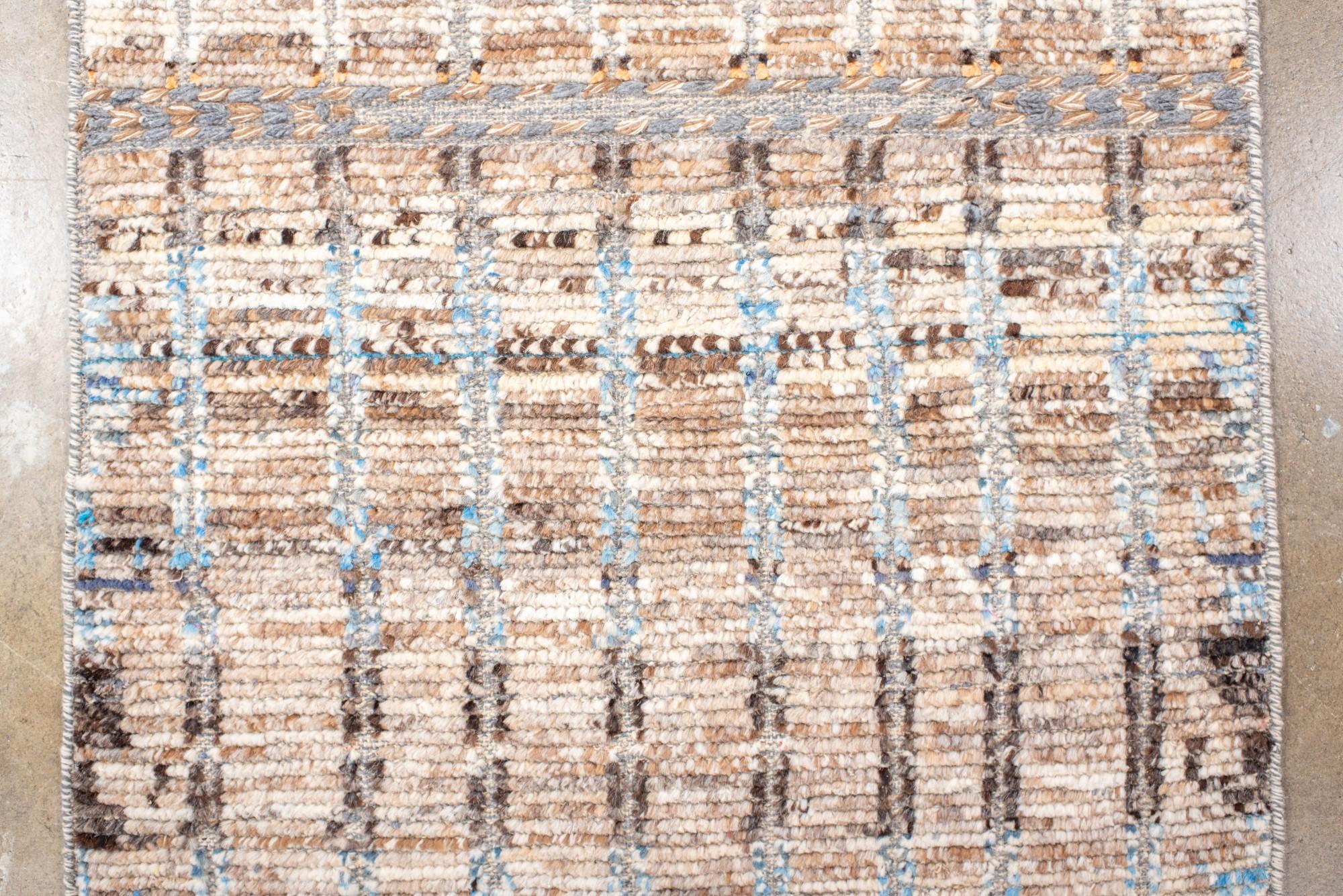 Modern Moroccan Runner with Brown Field and Colorful Accents Siglo XXI y contemporáneo en venta