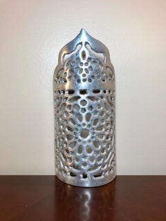 Modern Moroccan Silver Hand Forged Metal Sconce Light Cover, Boho Chic