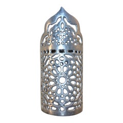 Modern Moroccan Silver Hand Forged Metal Sconce Light Cover, Boho Chic