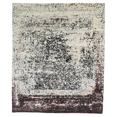 Tappeto moderno in lana multicolore con bordo maculato marocchino 8'1''x9'7''
