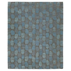 Modern Moroccan Style Abstract Pebble Wool Area Rug – Slate 
Cerulean Blue
