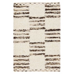Alfombra moderna de lana hecha a mano de estilo marroquí beige
