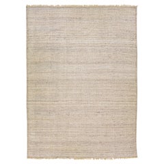 Moderner moderner handgefertigter Teppich aus massiver Wolle im marokkanischen Stil in Beige
