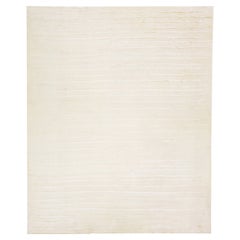 Tappeto in lana con motivo a strisce in stile marocchino moderno, beige, fatto a mano, di Apadana
