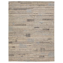 Modern Marokkanischer Stil Beige Wollteppich  Geometrisches Design von Apadana mit geometrischem Design