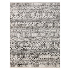 Tappeto moderno in lana nera e avorio in stile marocchino 9'x12'