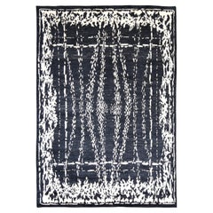 Alfombra moderna de lana geométrica blanca y negra de estilo marroquí 8'7''x12'4''