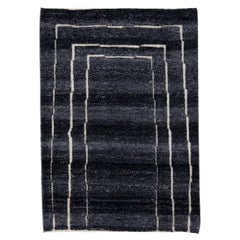 Modern Moroccan Style Black Handmade Custom Wool Rug