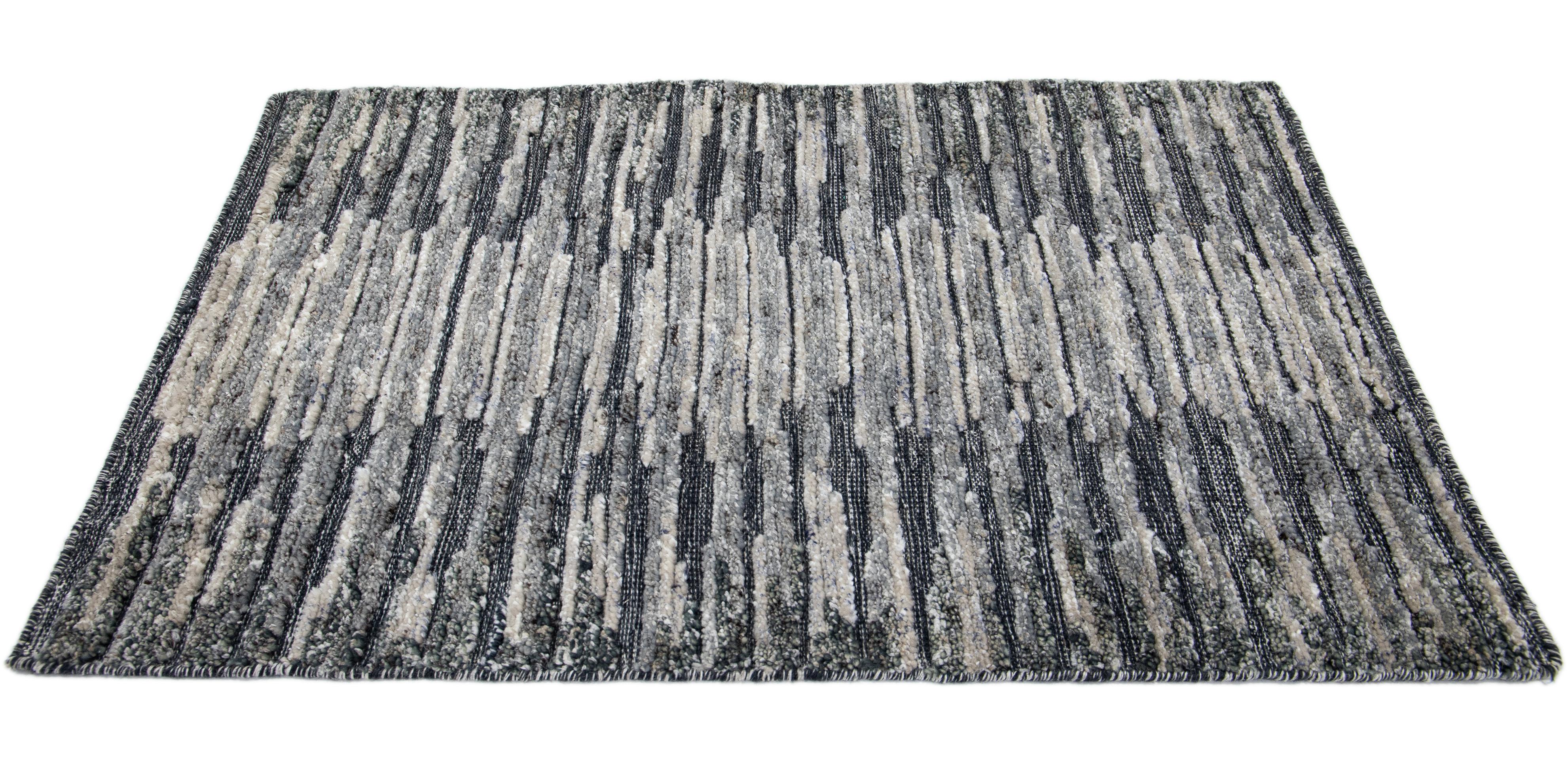 Apadana's Modern Moroccan style wool custom rug. Custom sizes and colors made-to-order. 

Material: Wool 
Techniques: hand-knotted
Style: Moroccan 
Lead time: Approx. 15-16 weeks available 
Colors: As shown, other custom colors are available.