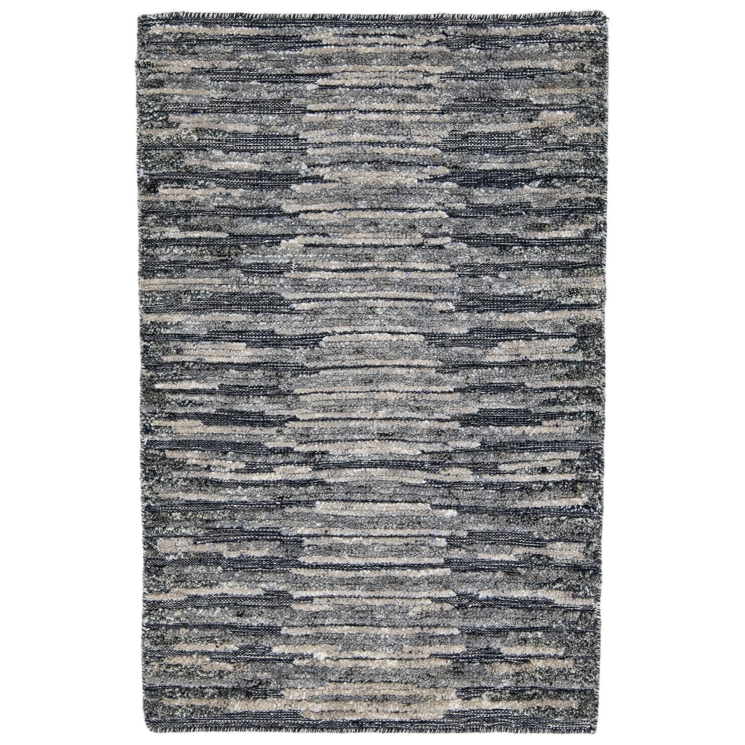 Modern Moroccan Style Brown / Grey Handmade Custom Wool Rug
