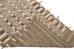Modern Moroccan Style Brown Handmade Bohemian Motif Wool Runner