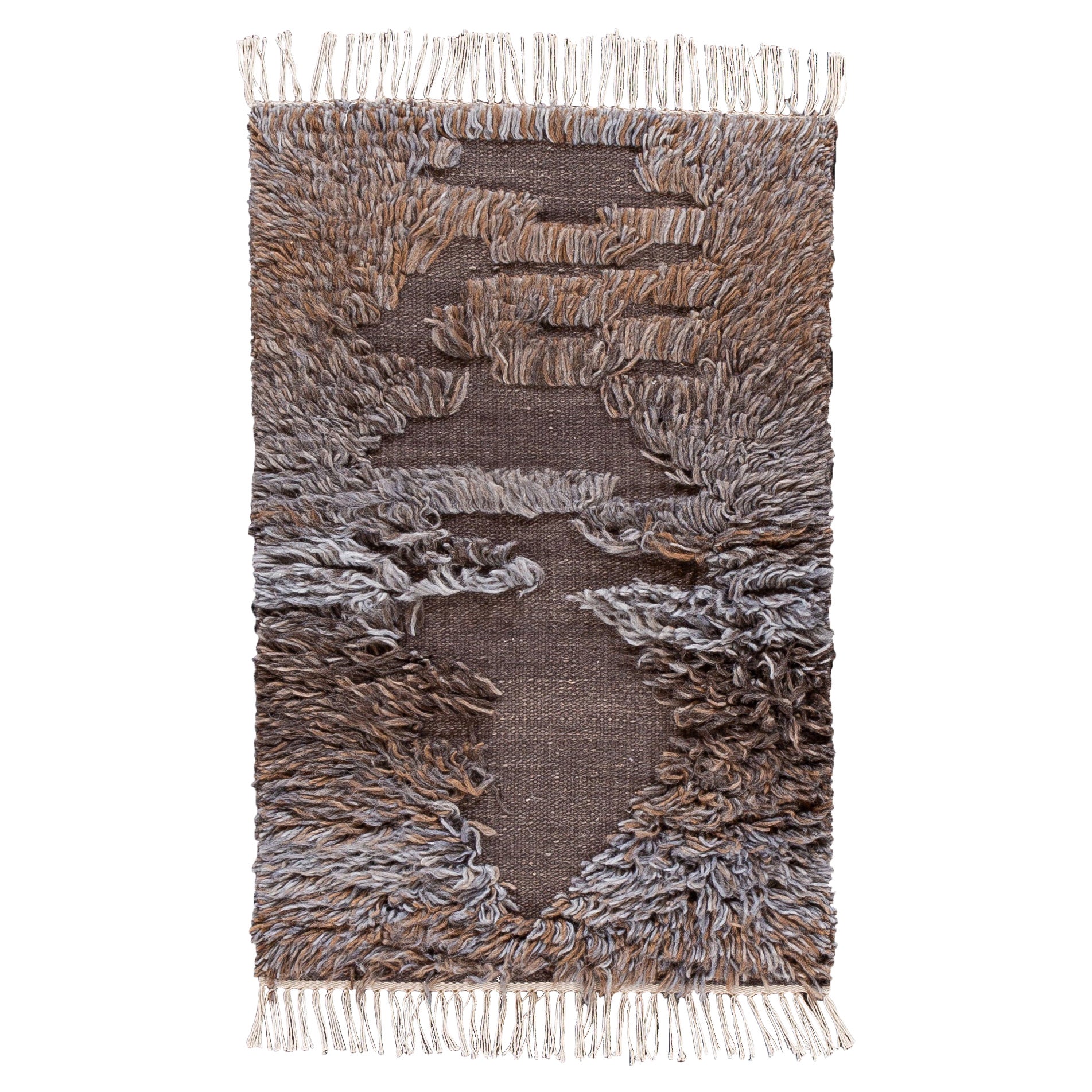 Modern Moroccan Style Brown Handmade Custom Wool Rug