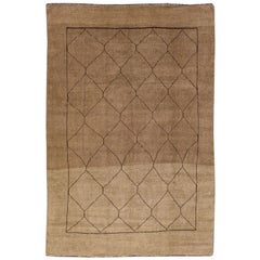 Modern Moroccan Style Brown Handmade Tribal Wool Rug by Apadana