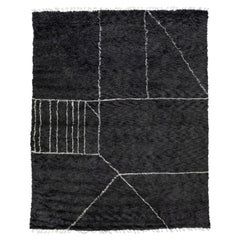 Modern Moroccan Style Charcoal Handmade Wool Rug by Apadana