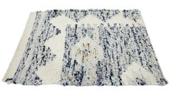 Modern Moroccan Style Dhurrie Ivory/Blue Custom Wool Rug