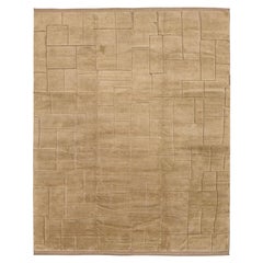 Modern Moroccan Style Geometric Wool Area Rug in Warm Camel Neutral