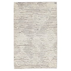 Alfombra moderna de lana gris de estilo marroquí hecha a mano a medida