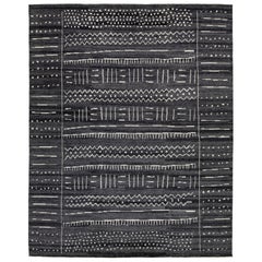 Modern Moroccan Style Gray Wool Rug with Tribal Pattern By Apadana
