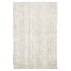 Modern Moroccan Style Hand-knotted Wool Area Rug in Cream and Ivory 6x9