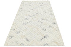 Handgetufteter Wollteppich im modernen marokkanischen Stil mit geometrischem Rautenmuster