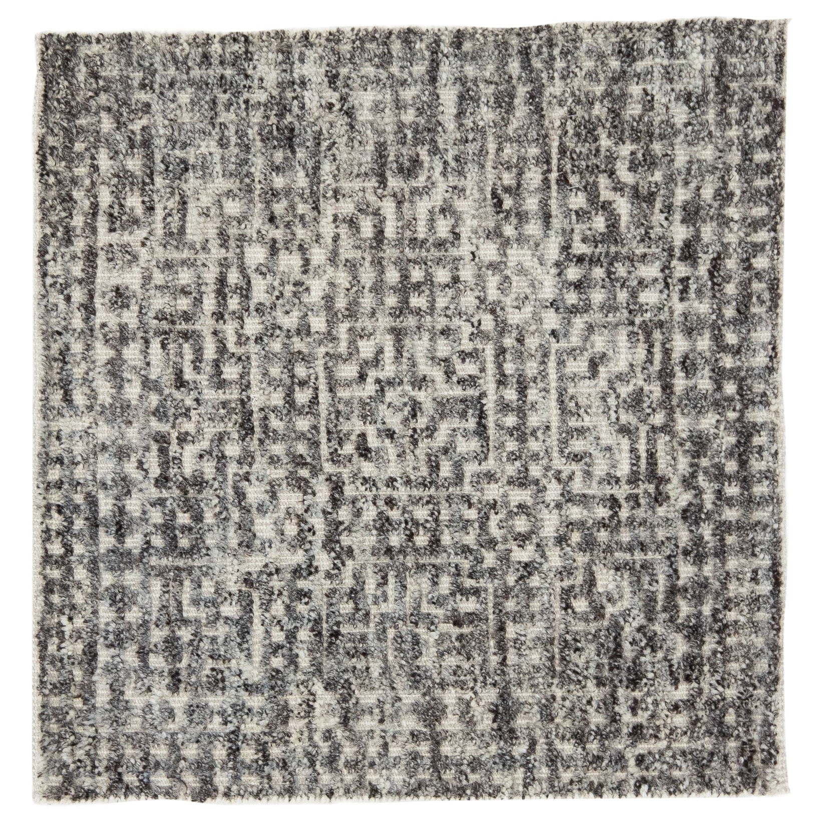 Modern Moroccan Style Handmade Abstract Custom Ivory Wool Rug