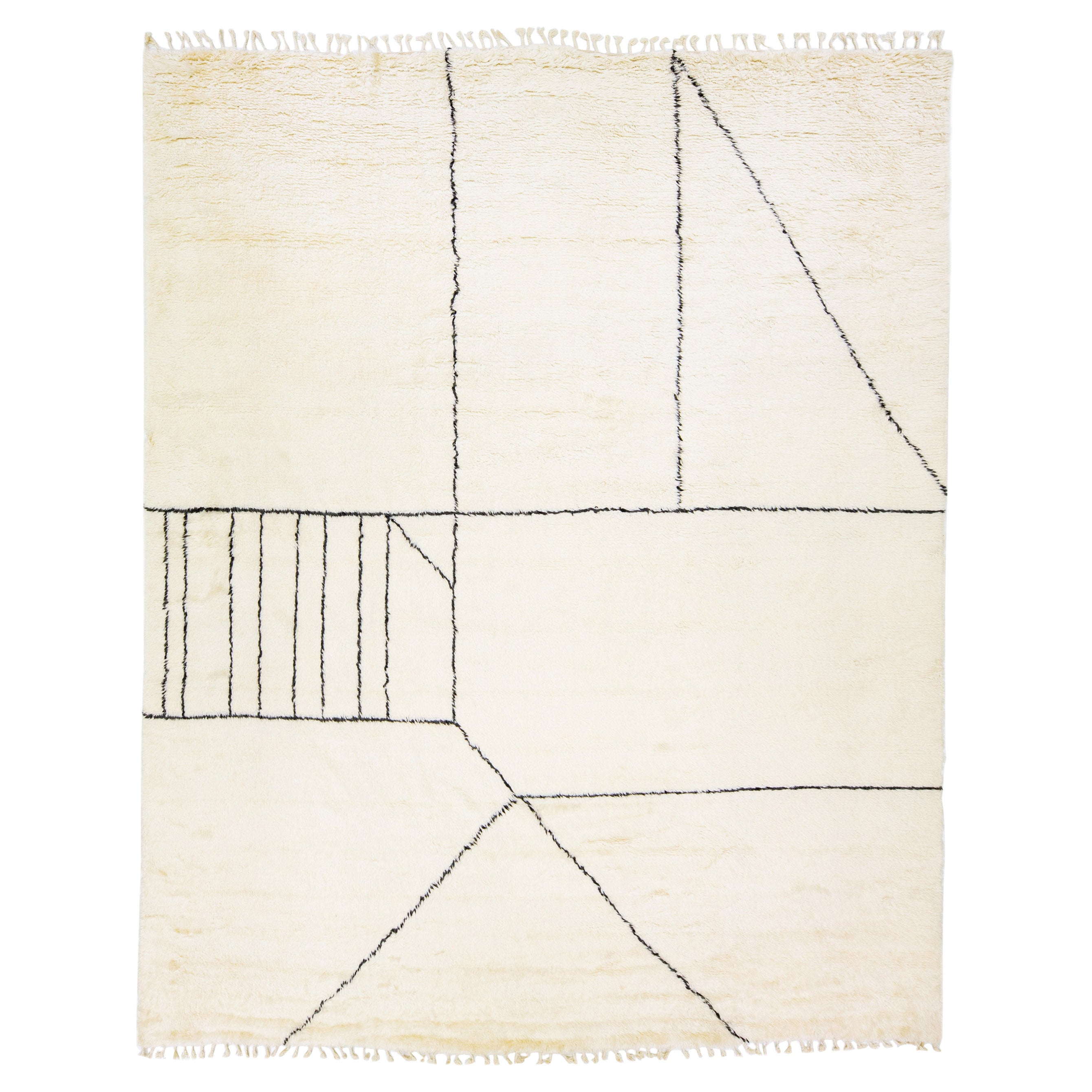Modern Moroccan Style Handmade Abstract Designed Wool Rug by Apadana