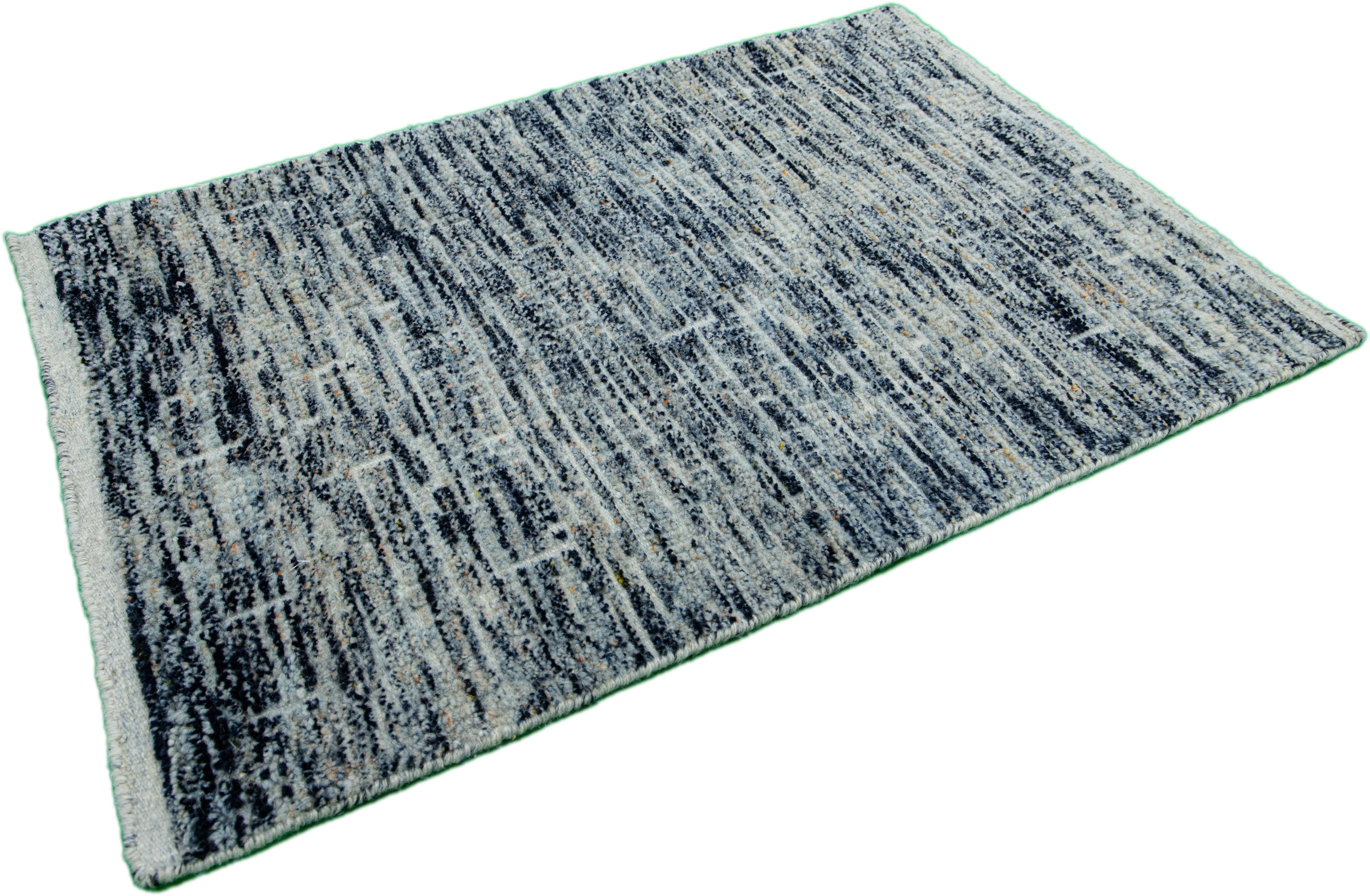 Organic Modern Modern Moroccan Style Handmade Abstract Multicolor Custom Wool Rug For Sale