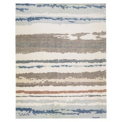 Modern Moroccan Style Handmade Abstract Wool Rug with Earthy Tones by Apadana