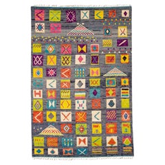 Modern Moroccan Style Handmade Allover Pattern Multicolor Boho Wool Rug