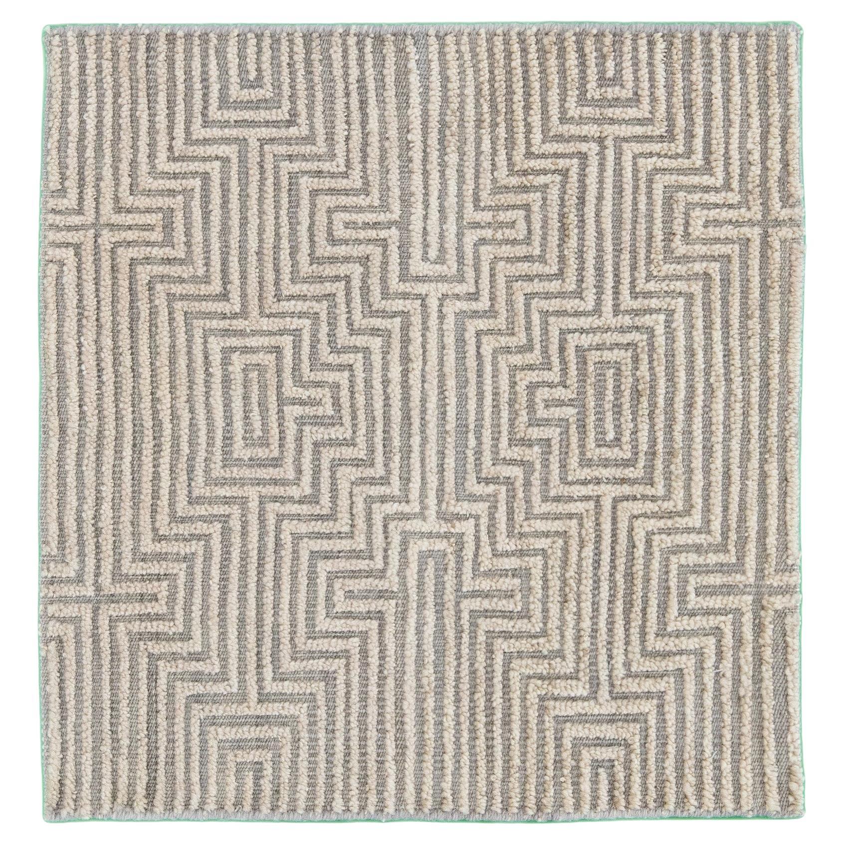 Modern Moroccan Style Handmade Beige Custom Wool Rug