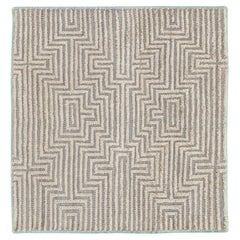 Modern Moroccan Style Handmade Beige Custom Wool Rug