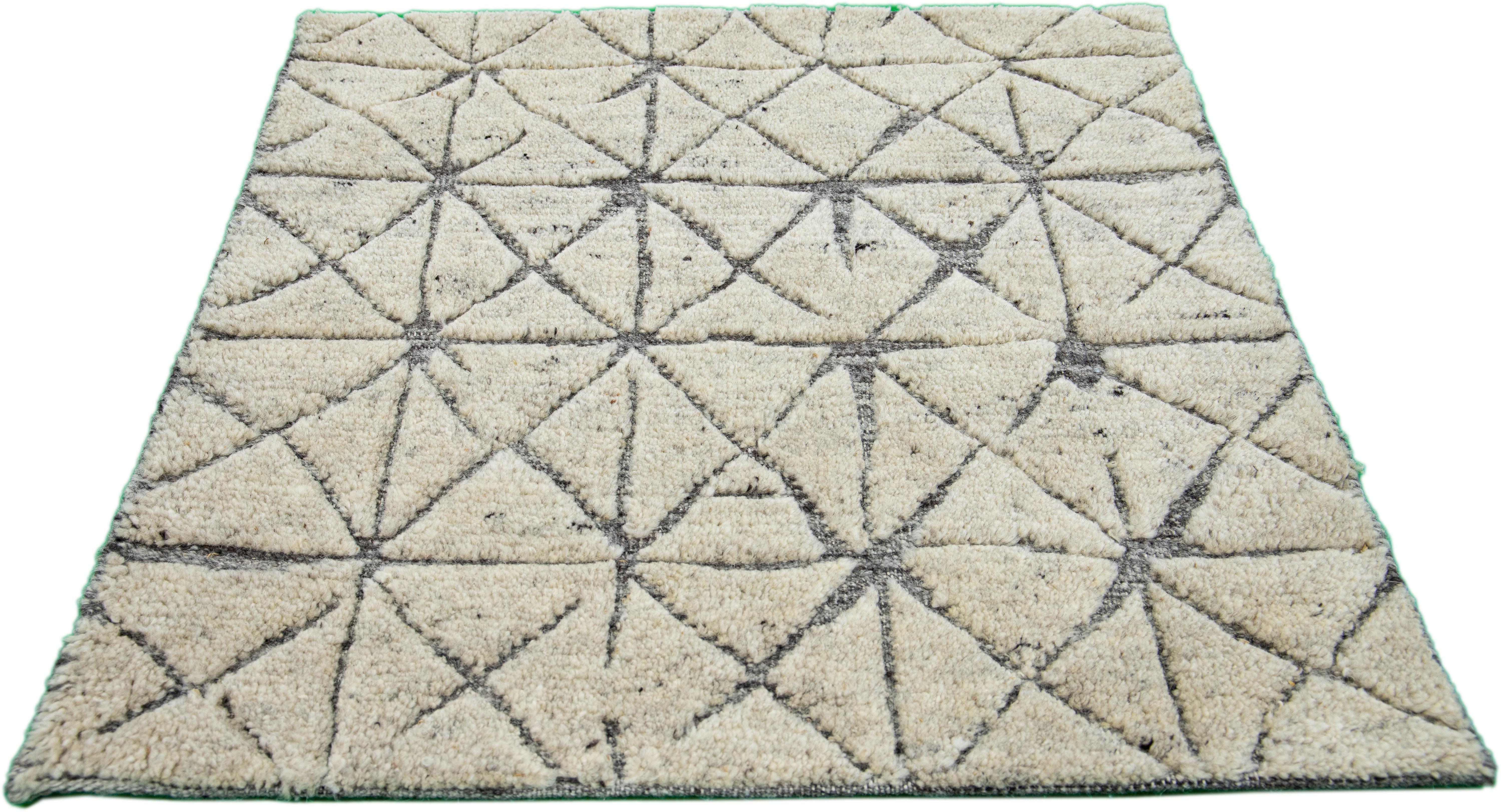 Apadana's Modern Moroccan Style wool custom rug. Custom sizes and colors made-to-order. 

Material: Wool 
Techniques: Hand-Knotted
Style: Moroccan 
Lead time: Approx. 15-16 wks available 
Colors: As shown, other custom colors are available. 
Origen: