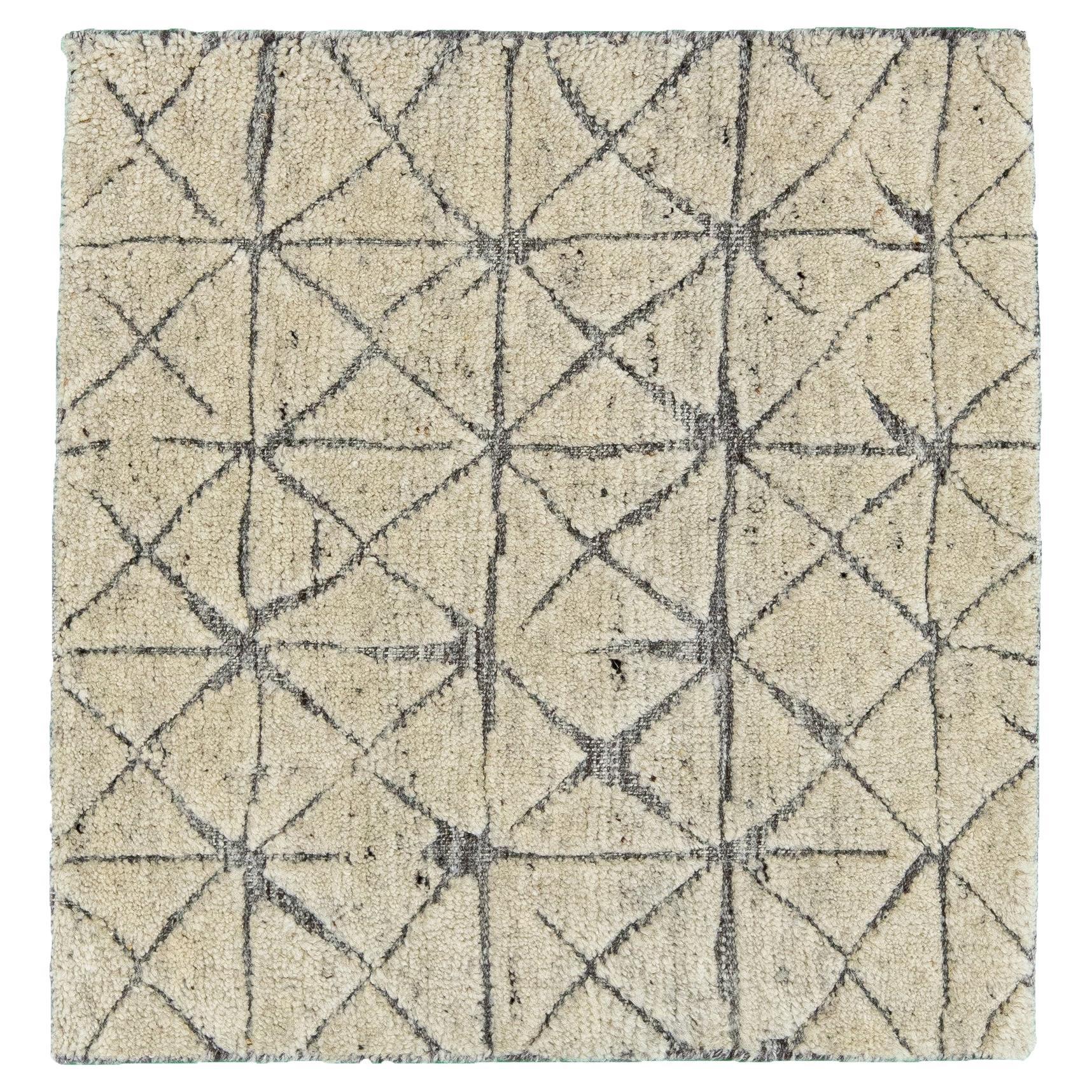 Moderner Marokkanischer Stil Handgefertigter Beige/Grauer Wollteppich