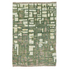 Modern Moroccan Style Handmade Beige/Sage Custom Wool Rug