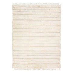 The Moderns Moroccan Style Tapis en laine beige rayé fait main