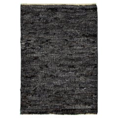 Alfombra moderna de lana marrón/negra hecha a mano de estilo marroquí
