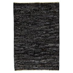 Modern Moroccan Style Handmade Black/Gray Custom Wool Rug