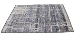 Modern Moroccan Style Handmade Blue Custom Wool Rug