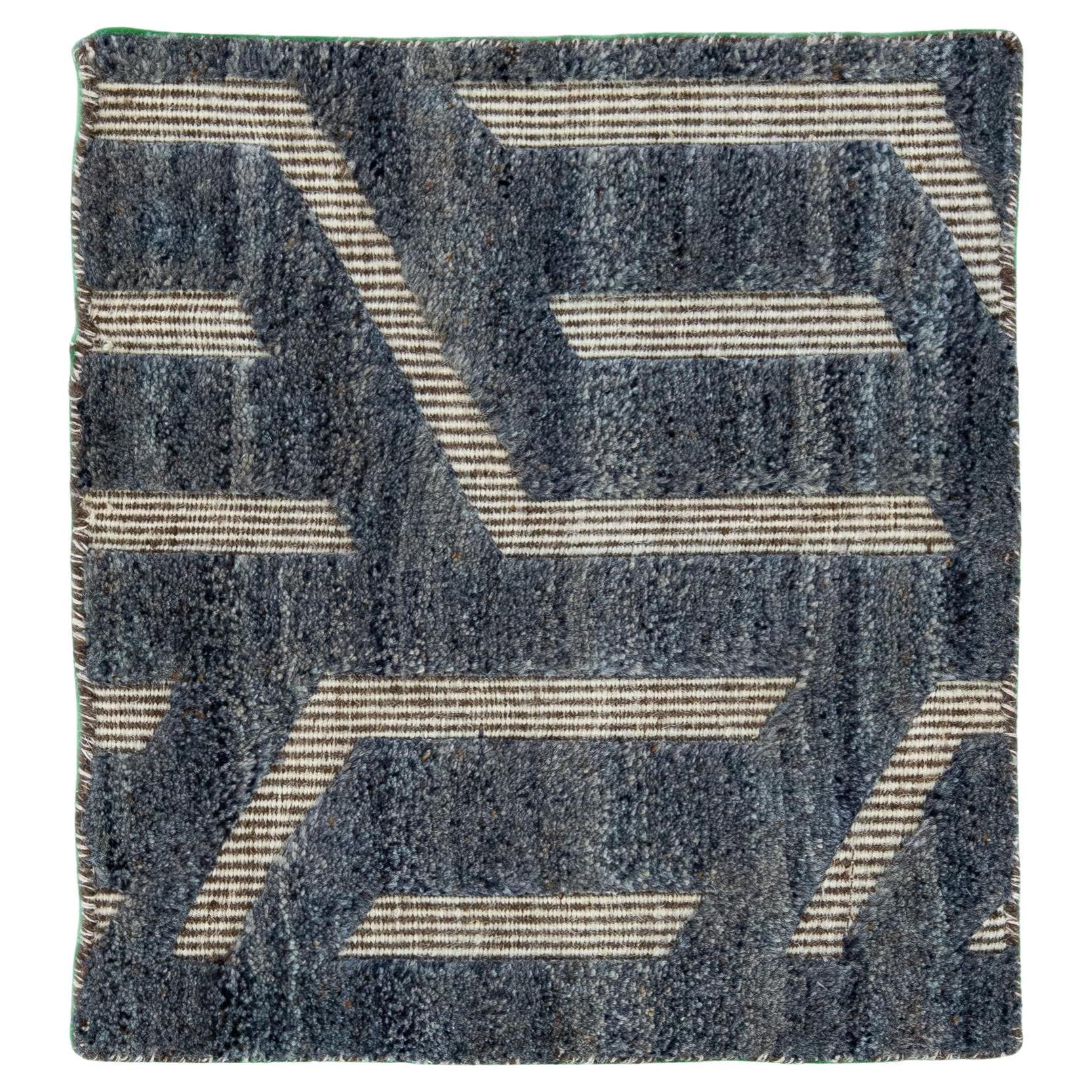 Moderner marokkanischer Stil Handgefertigter blauer Wollteppich