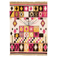 Modern Moroccan Style Handmade Boho Pattern Multicolor Wool Rug