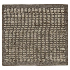 Tapis en laine marron moderne de style marocain fait à la main et personnalisé