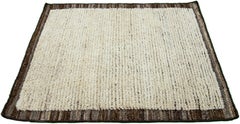 Modern Moroccan Style Handmade Custom Beige/Brown Wool Rug