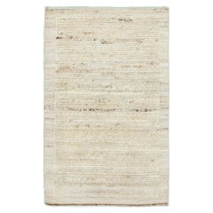 Modern Moroccan Style Handmade Custom Beige Wool Rug