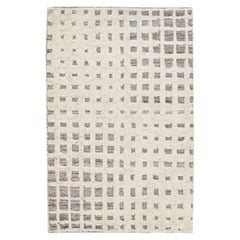 Tappeto moderno in stile marocchino fatto a mano su misura in lana beige